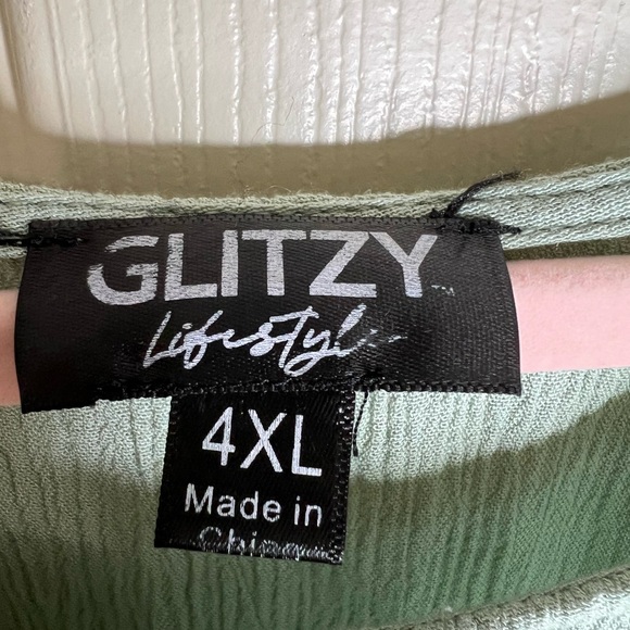 Mint Green Top with Flutter Sleeves size 4X - Picture 2 of 4